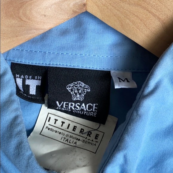 Versace button down Shirt distressed in blue - Picture 14 of 16